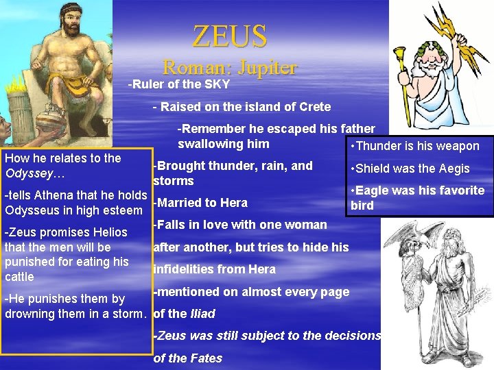 ZEUS Roman: Jupiter -Ruler of the SKY - Raised on the island of Crete