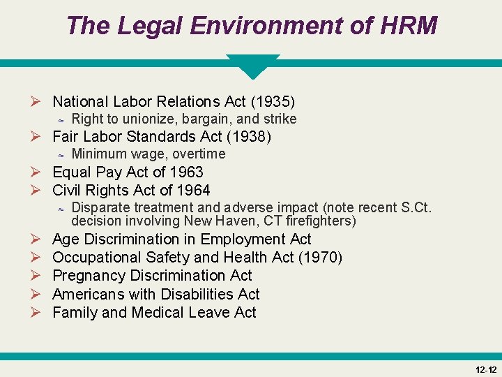 The Legal Environment of HRM Ø National Labor Relations Act (1935) ≈ Right to