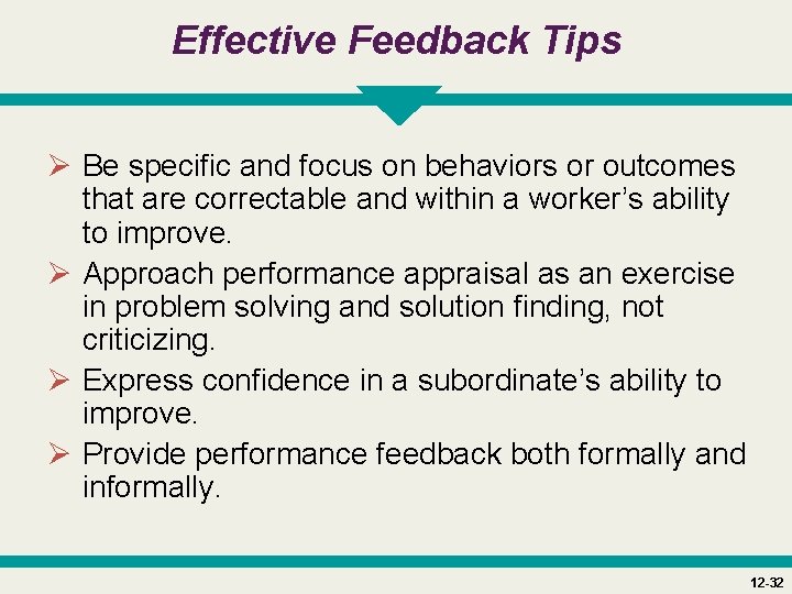 Effective Feedback Tips Ø Be specific and focus on behaviors or outcomes that are