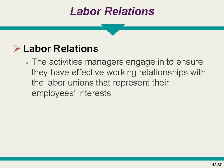 Labor Relations Ø Labor Relations ≈ The activities managers engage in to ensure they