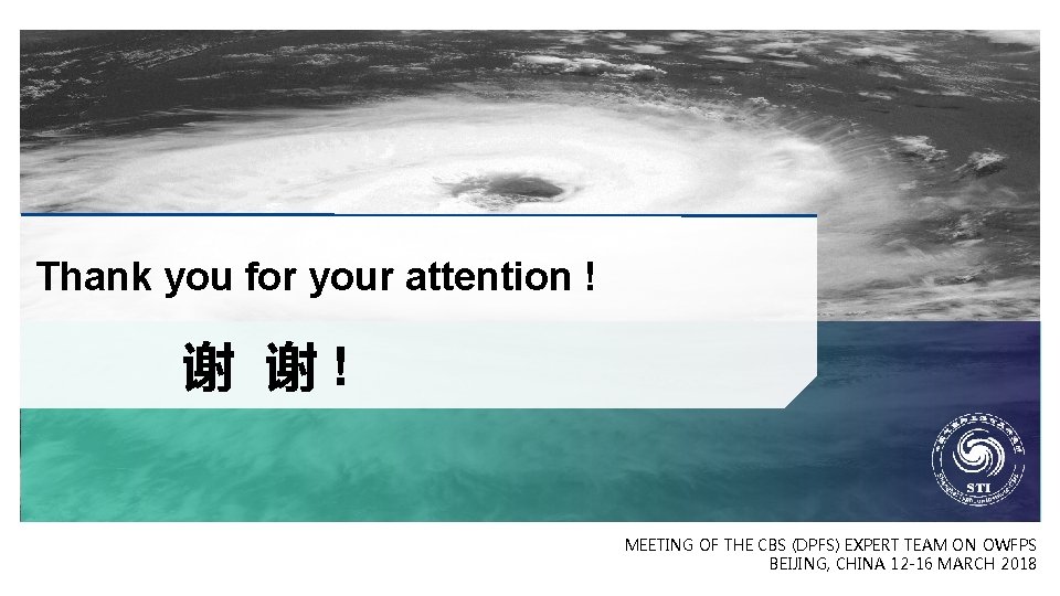 Thank you for your attention ! 谢 谢! MEETING OF THE CBS (DPFS) EXPERT Thank you for your attention ! 谢 谢! MEETING OF THE CBS (DPFS) EXPERT