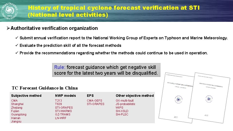 History of tropical cyclone forecast verification at STI (National level activities) ØAuthoritative verification organization History of tropical cyclone forecast verification at STI (National level activities) ØAuthoritative verification organization