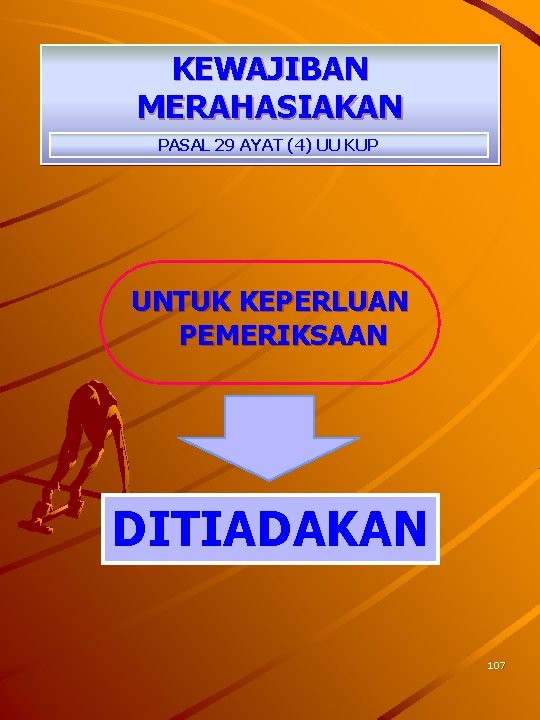 KEWAJIBAN MERAHASIAKAN PASAL 29 AYAT (4) UU KUP UNTUK KEPERLUAN PEMERIKSAAN DITIADAKAN 107 