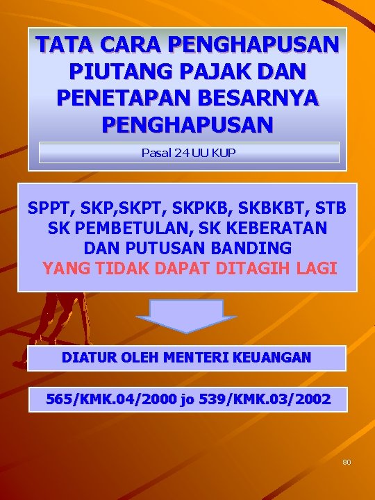TATA CARA PENGHAPUSAN PIUTANG PAJAK DAN PENETAPAN BESARNYA PENGHAPUSAN Pasal 24 UU KUP SPPT,