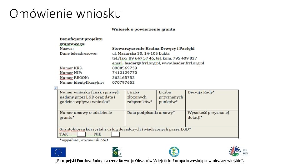 Omówienie wniosku „Europejski Fundusz Rolny na rzecz Rozwoju Obszarów Wiejskich: Europa inwestująca w obszary