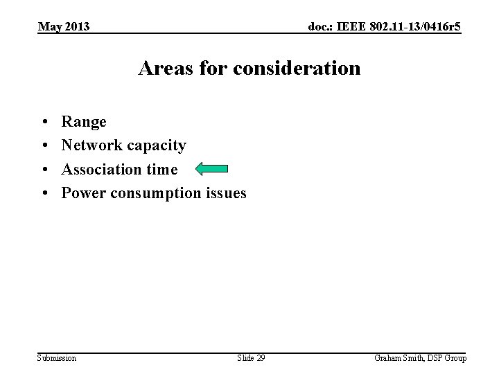 May 2013 doc. : IEEE 802. 11 -13/0416 r 5 Areas for consideration •