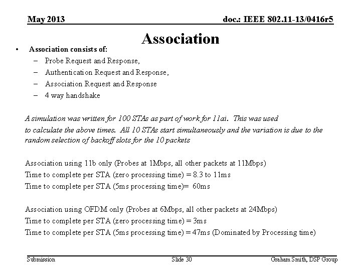 May 2013 • doc. : IEEE 802. 11 -13/0416 r 5 Association consists of: