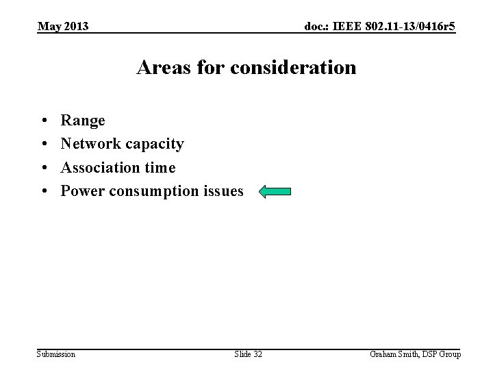 May 2013 doc. : IEEE 802. 11 -13/0416 r 5 Areas for consideration •