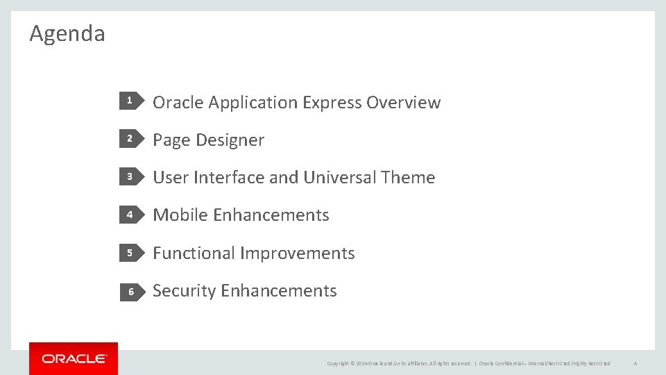 Agenda 1 Oracle Application Express Overview 2 Page Designer 3 User Interface and Universal