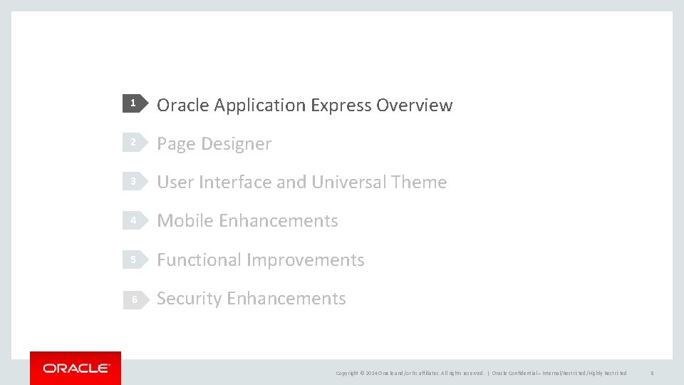 1 Oracle Application Express Overview 2 Page Designer 3 User Interface and Universal Theme