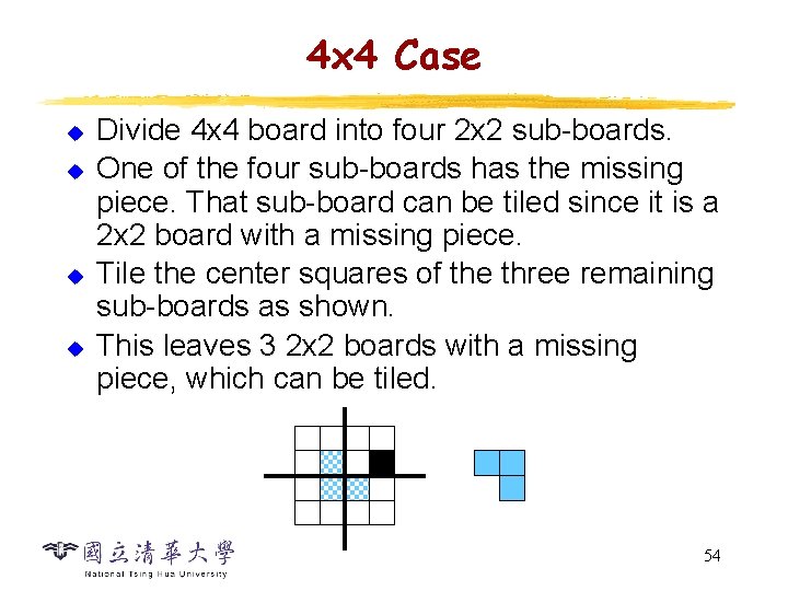 4 x 4 Case u u Divide 4 x 4 board into four 2 4 x 4 Case u u Divide 4 x 4 board into four 2