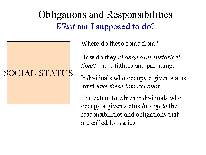 Obligations and Responsibilities What am I supposed to do? Where do these come from?
