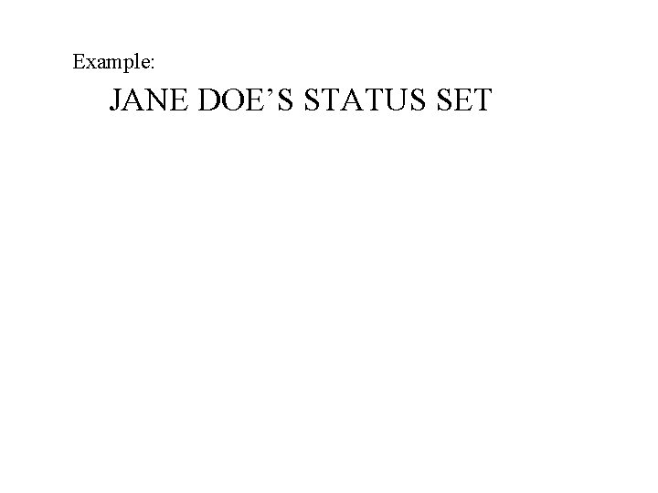 Example: JANE DOE’S STATUS SET 