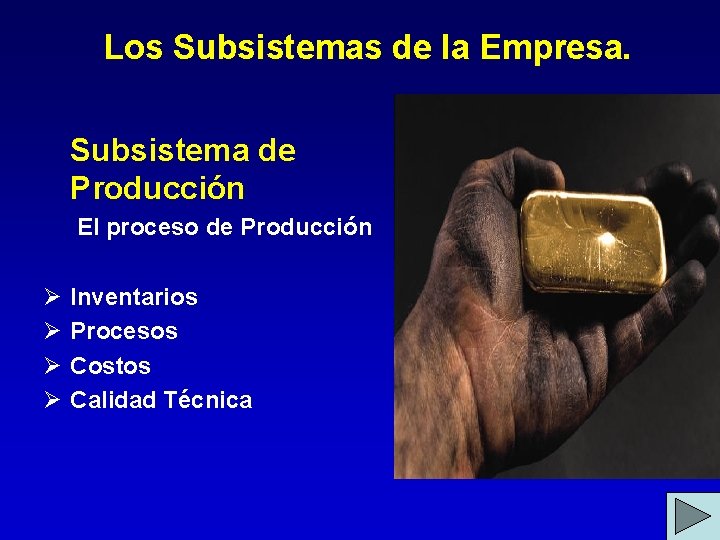 Los Subsistemas de la Empresa. Subsistema de Producción El proceso de Producción Ø Ø Los Subsistemas de la Empresa. Subsistema de Producción El proceso de Producción Ø Ø