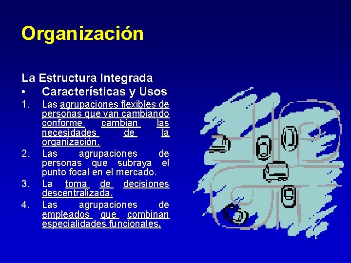 Organización La Estructura Integrada • Características y Usos 1. 2. 3. 4. Las agrupaciones Organización La Estructura Integrada • Características y Usos 1. 2. 3. 4. Las agrupaciones