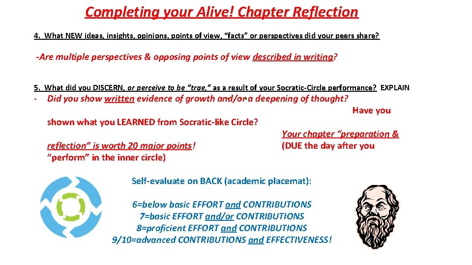 Completing your Alive! Chapter Reflection 4. What NEW ideas, insights, opinions, points of view,