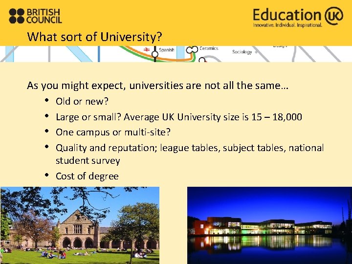 What sort of University? As you might expect, universities are not all the same…