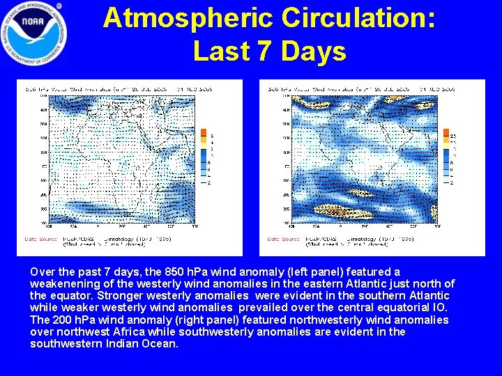 Atmospheric Circulation: Last 7 Days Over the past 7 days, the 850 h. Pa Atmospheric Circulation: Last 7 Days Over the past 7 days, the 850 h. Pa