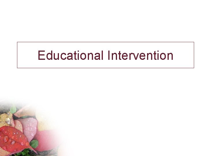 Educational Intervention 