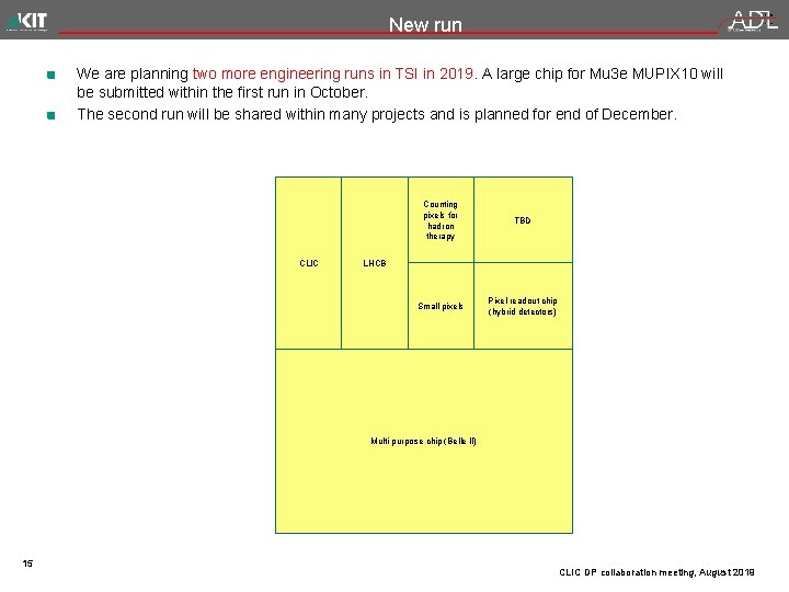 New run We are planning two more engineering runs in TSI in 2019. A