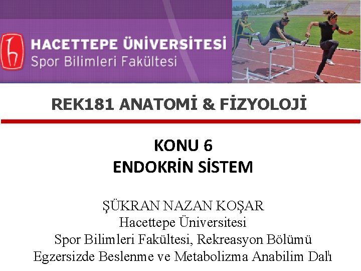 REK 181 ANATOMİ & FİZYOLOJİ KONU 6 ENDOKRİN SİSTEM ŞÜKRAN NAZAN KOŞAR Hacettepe Üniversitesi REK 181 ANATOMİ & FİZYOLOJİ KONU 6 ENDOKRİN SİSTEM ŞÜKRAN NAZAN KOŞAR Hacettepe Üniversitesi