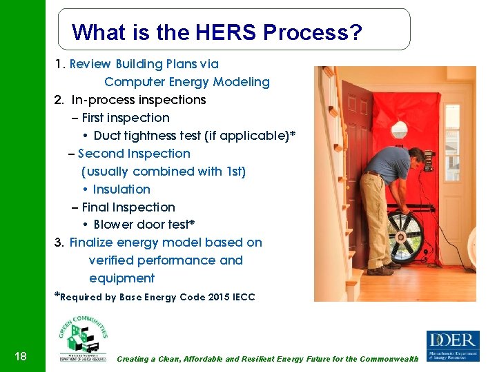 What is the HERS Process? 1. Review Building Plans via Computer Energy Modeling 2.