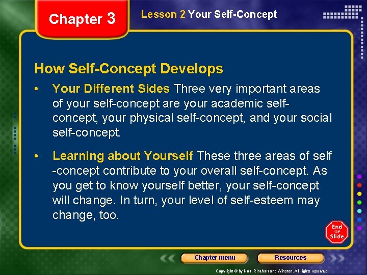 Chapter 3 Lesson 2 Your Self-Concept How Self-Concept Develops • Your Different Sides Three