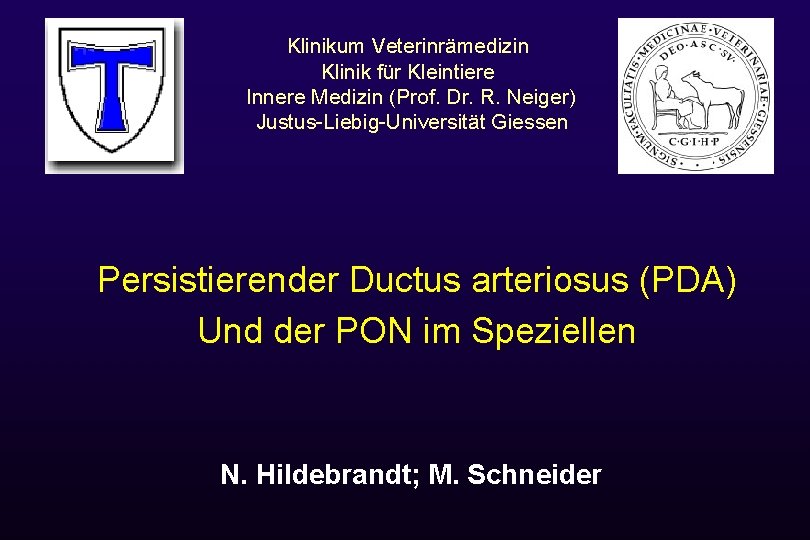 logos Klinikum Veterinrämedizin Klinik für Kleintiere Innere Medizin (Prof. Dr. R. Neiger) Justus-Liebig-Universität Giessen