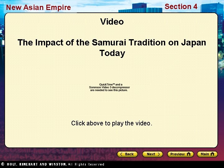 Section 4 New Asian Empire Video The Impact of the Samurai Tradition on Japan