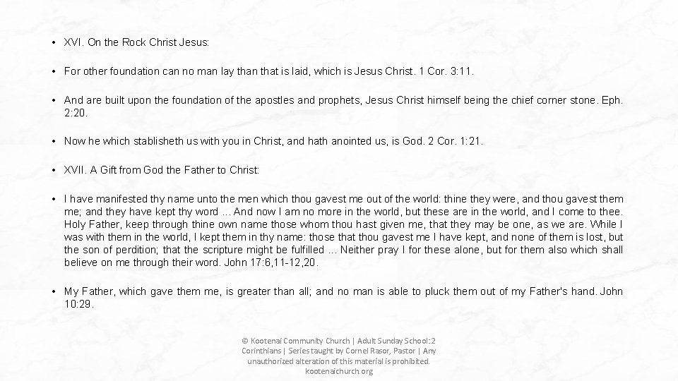 • XVI. On the Rock Christ Jesus: • For other foundation can no • XVI. On the Rock Christ Jesus: • For other foundation can no