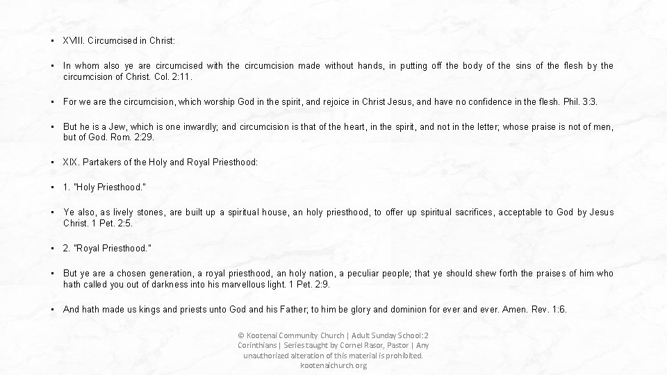 • XVIII. Circumcised in Christ: • In whom also ye are circumcised with • XVIII. Circumcised in Christ: • In whom also ye are circumcised with