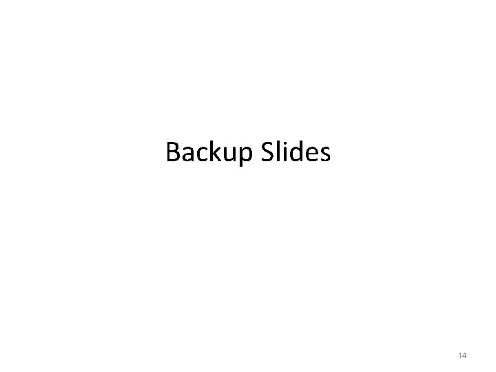 Backup Slides 14 