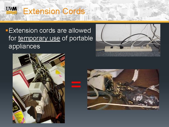 Extension Cords § Extension cords are allowed for temporary use of portable appliances =