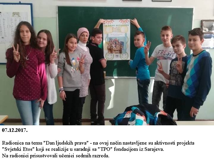 07. 12. 2017. Radionica na temu "Dan ljudskih prava" - na ovaj način nastavljene 07. 12. 2017. Radionica na temu "Dan ljudskih prava" - na ovaj način nastavljene