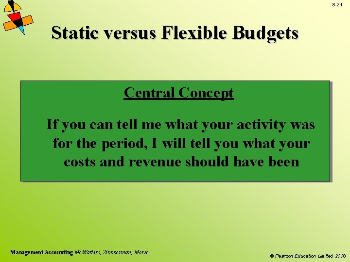 8 -21 Static versus Flexible Budgets Central Concept If you can tell me what
