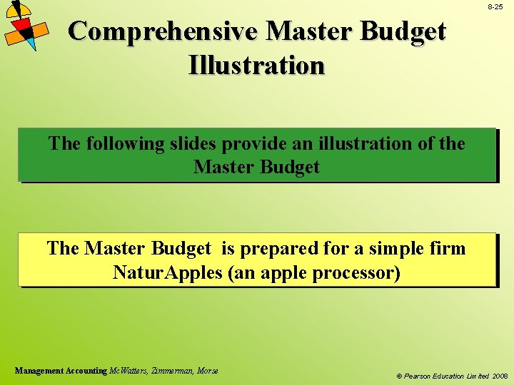 8 -25 Comprehensive Master Budget Illustration The following slides provide an illustration of the