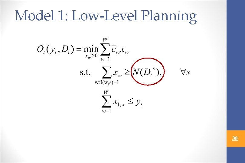 Model 1: Low-Level Planning 30 