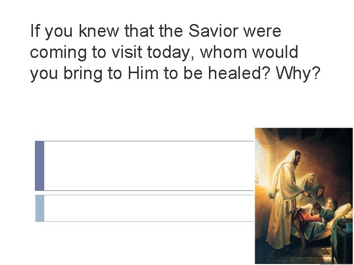 If you knew that the Savior were coming to visit today, whom would you