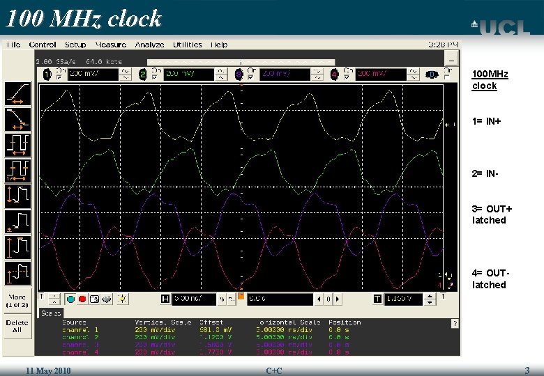 100 MHz clock 100 MHz clock 1= IN+ 2= IN 3= OUT+ latched 4=