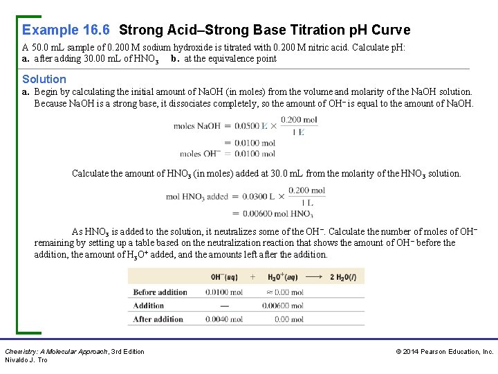 Example 16. 6 Strong Acid–Strong Base Titration p. H Curve A 50. 0 m. Example 16. 6 Strong Acid–Strong Base Titration p. H Curve A 50. 0 m.