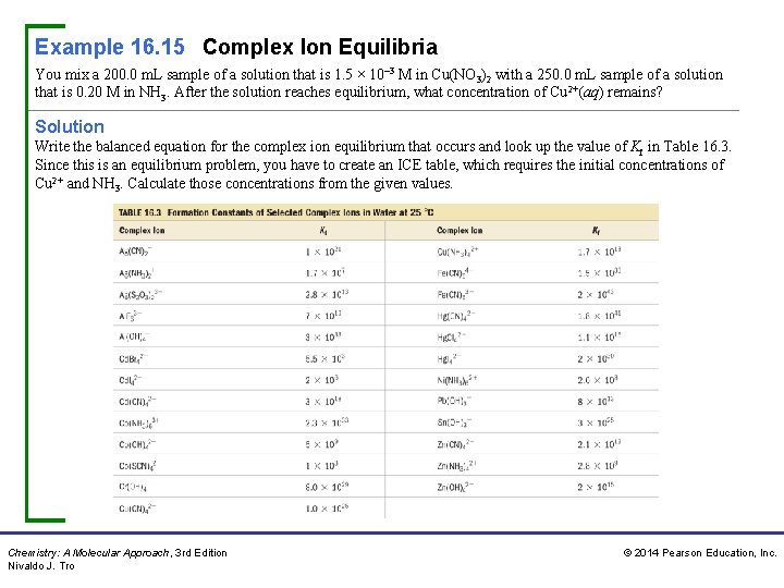 Example 16. 15 Complex Ion Equilibria You mix a 200. 0 m. L sample Example 16. 15 Complex Ion Equilibria You mix a 200. 0 m. L sample