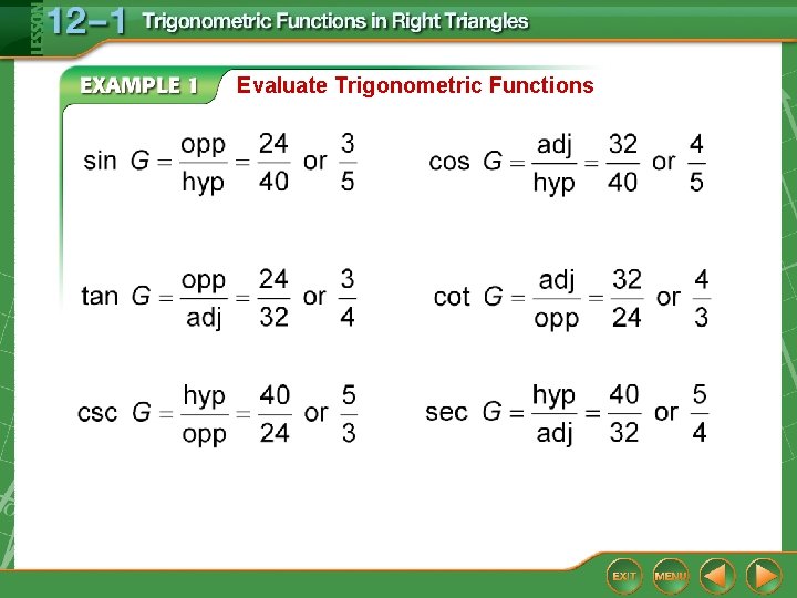 Evaluate Trigonometric Functions 