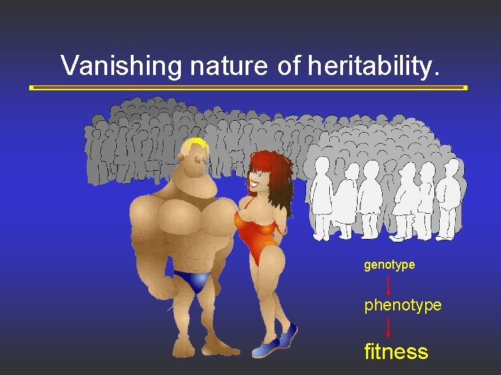 Vanishing nature of heritability. genotype phenotype fitness 