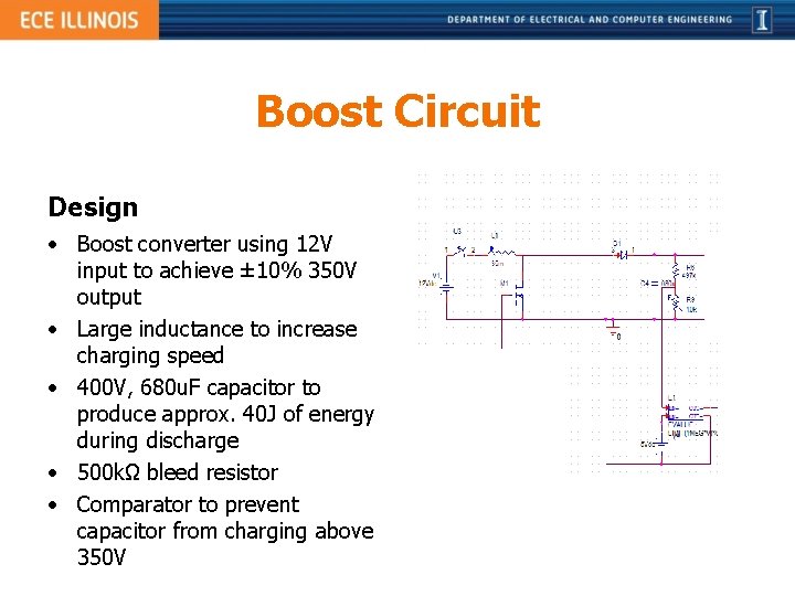 Boost Circuit Design • Boost converter using 12 V input to achieve ± 10%