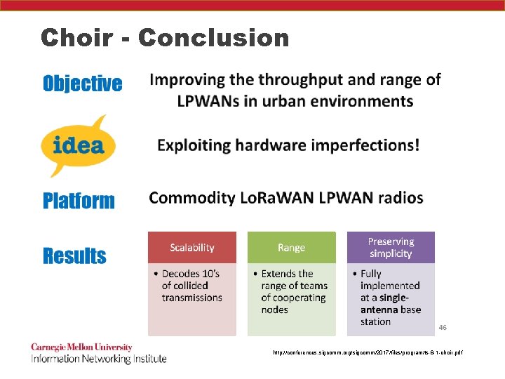 Choir - Conclusion http: //conferences. sigcomm. org/sigcomm/2017/files/program/ts-8 -1 -choir. pdf 