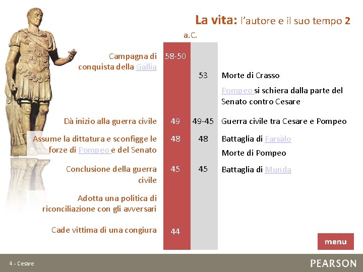 La vita: l’autore e il suo tempo 2 a. C. Campagna di 58 -50