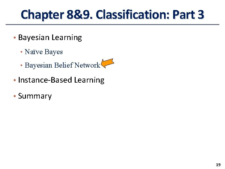 Chapter 8&9. Classification: Part 3 • Bayesian Learning • Naïve Bayes • Bayesian Belief Chapter 8&9. Classification: Part 3 • Bayesian Learning • Naïve Bayes • Bayesian Belief