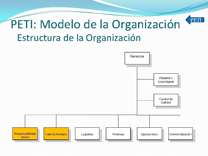 PETI: Modelo de la Organización Estructura de la Organización PETI 