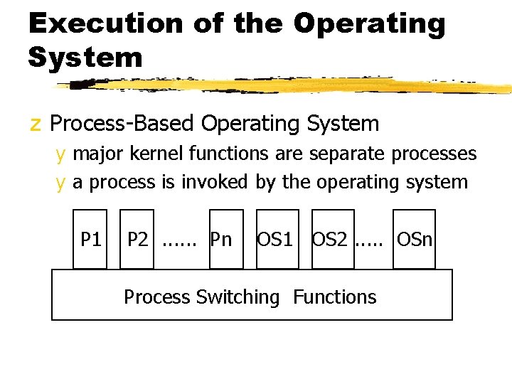 Execution of the Operating System z Process-Based Operating System y major kernel functions are