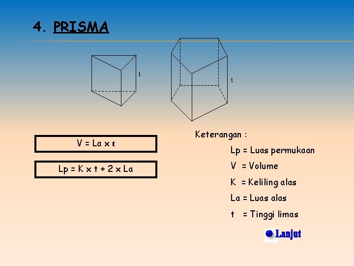 4. PRISMA t V = La x t Lp = K x t +